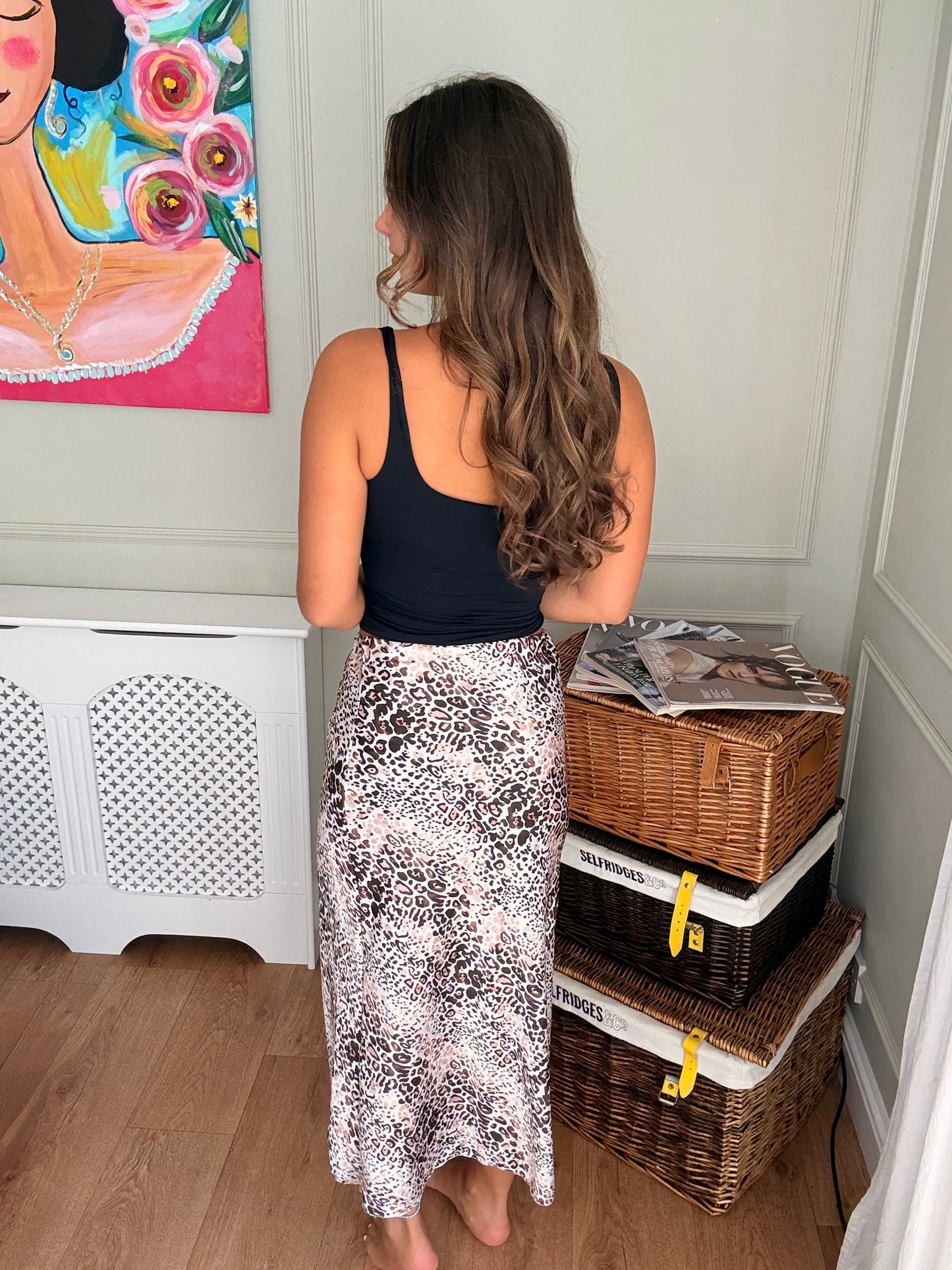 Satin Snake Print Midaxi Skirt