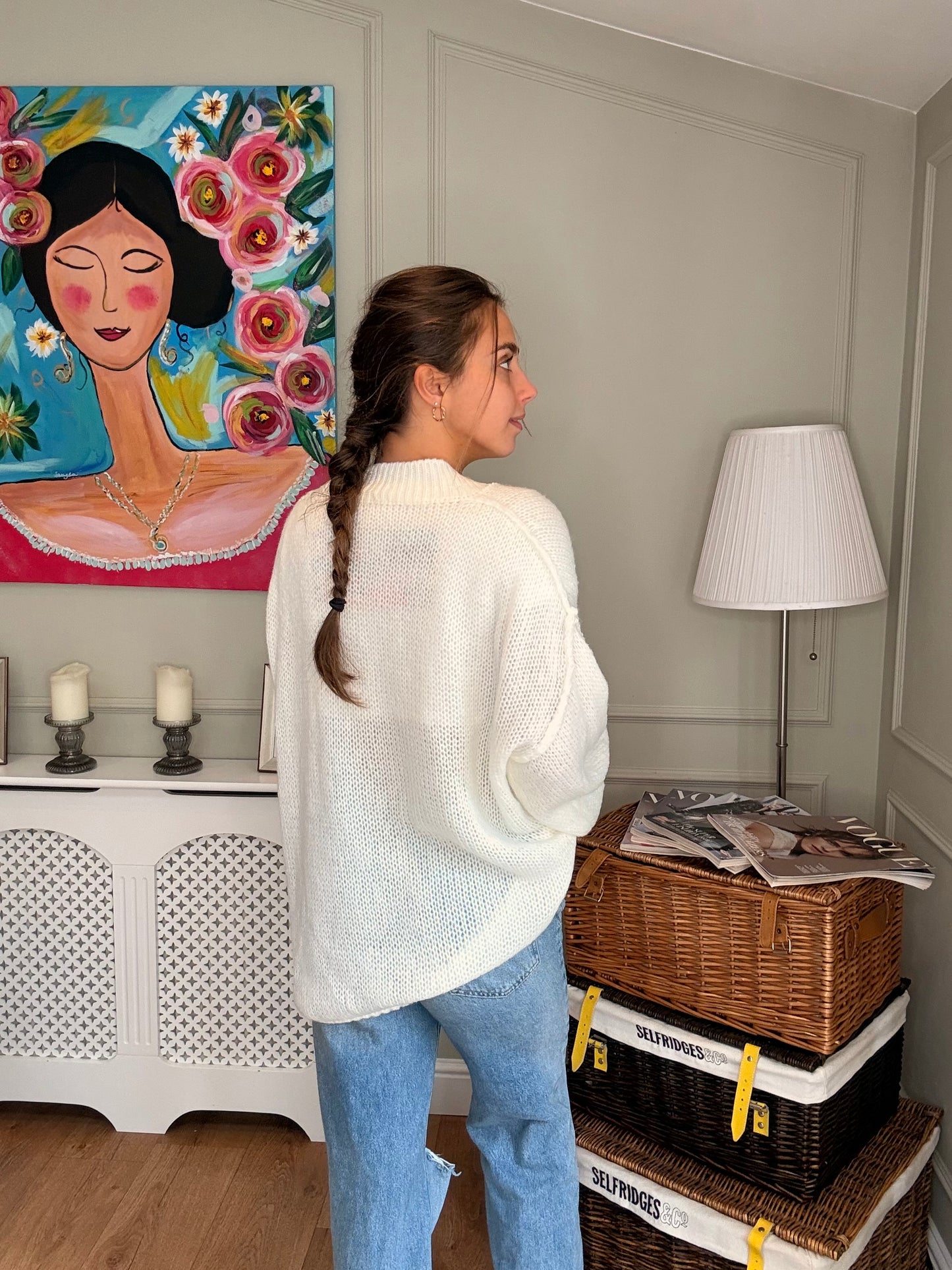 Ivory Oversized Gold Button Jumper