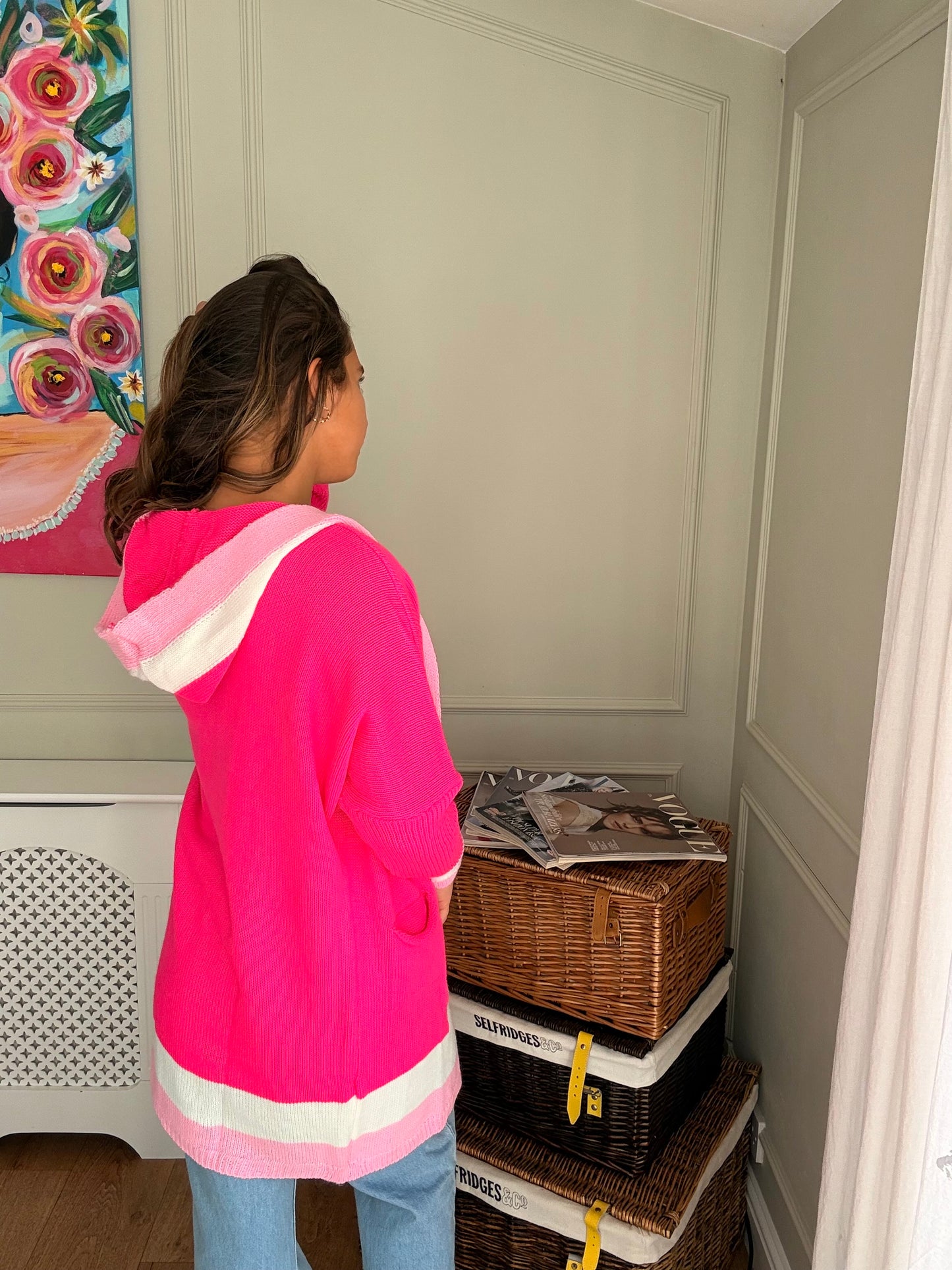 Hot Pink Hooded Cardigan