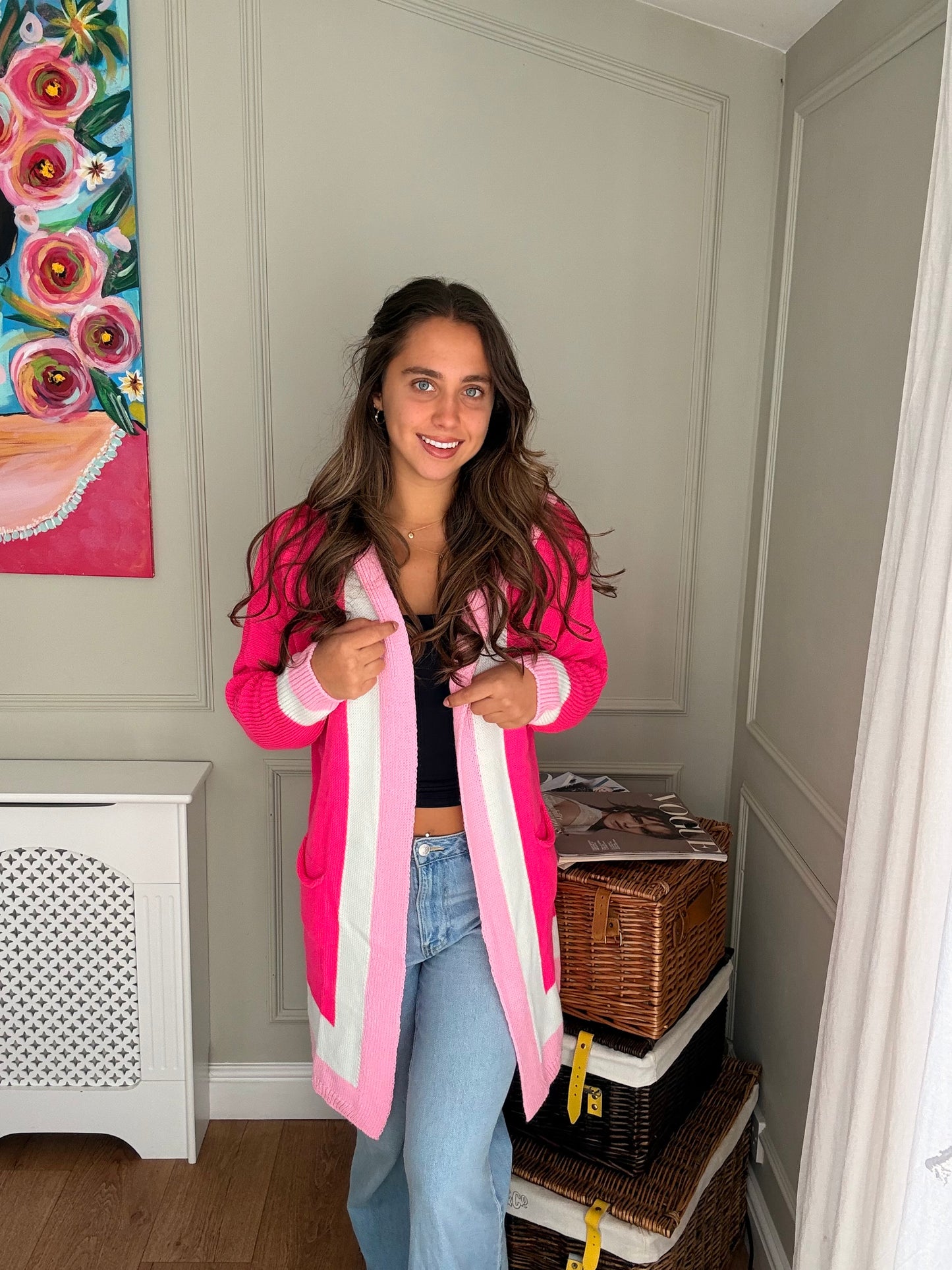 Hot Pink Hooded Cardigan