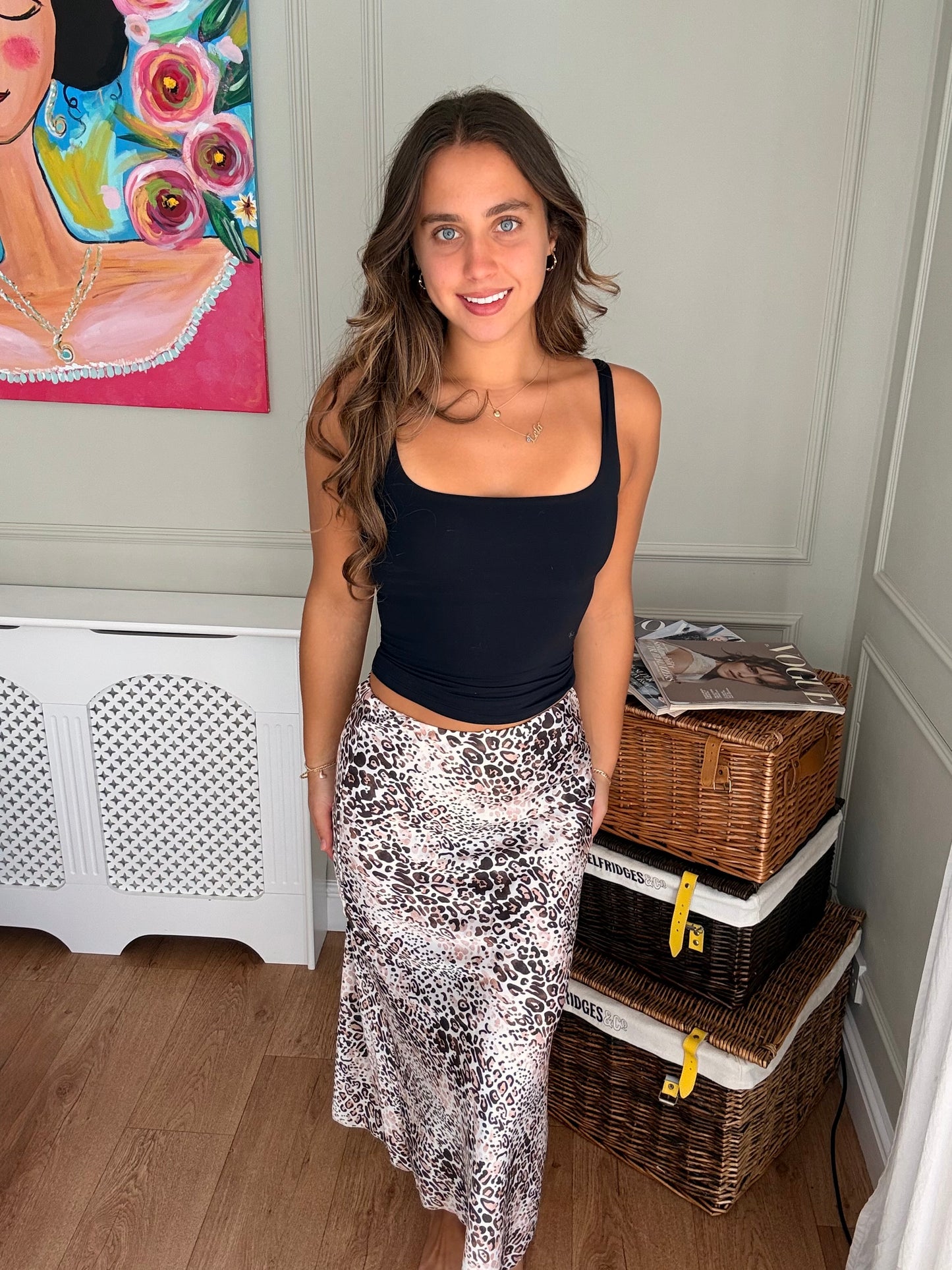 Satin Snake Print Midaxi Skirt