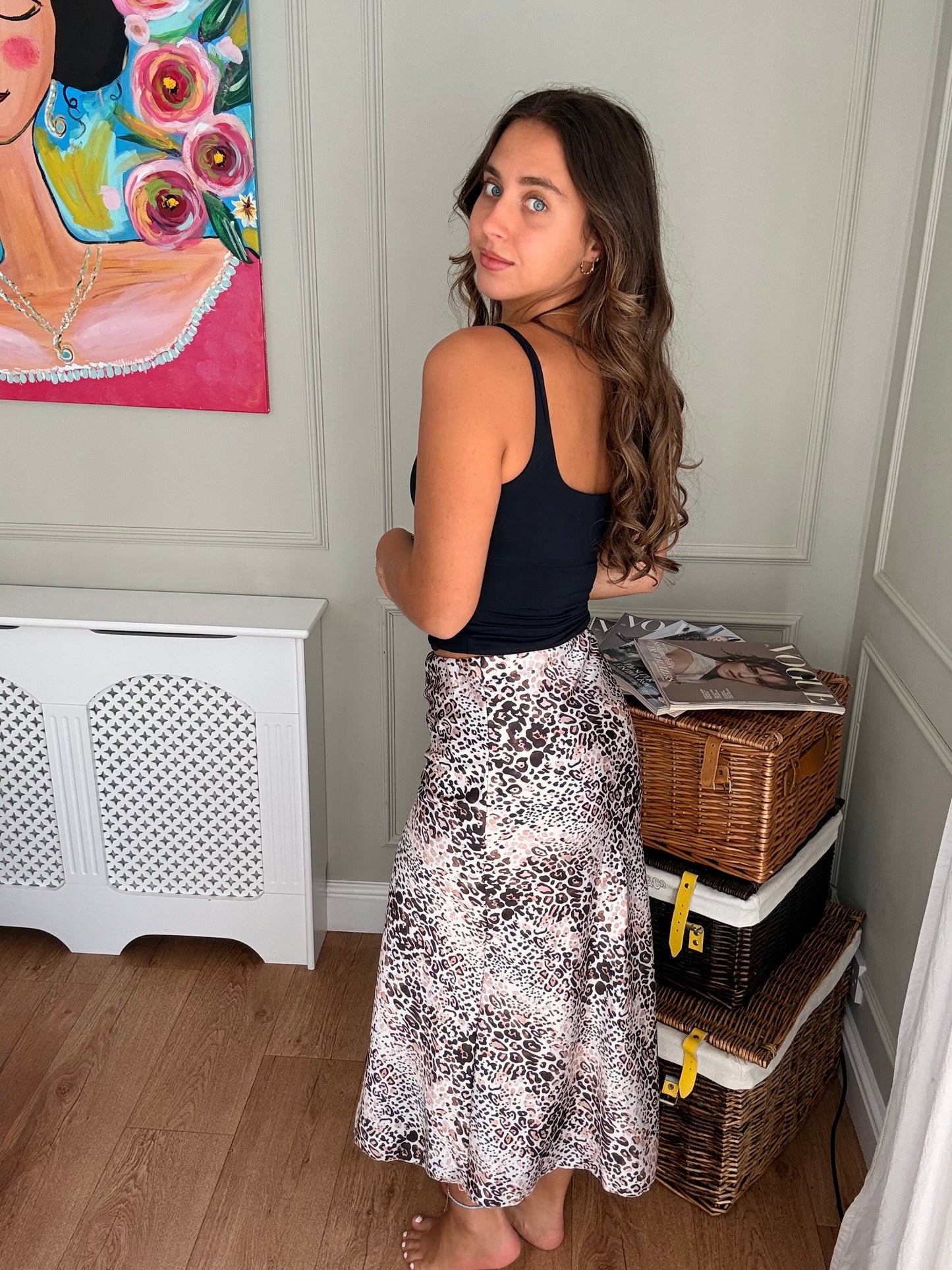 Satin Snake Print Midaxi Skirt