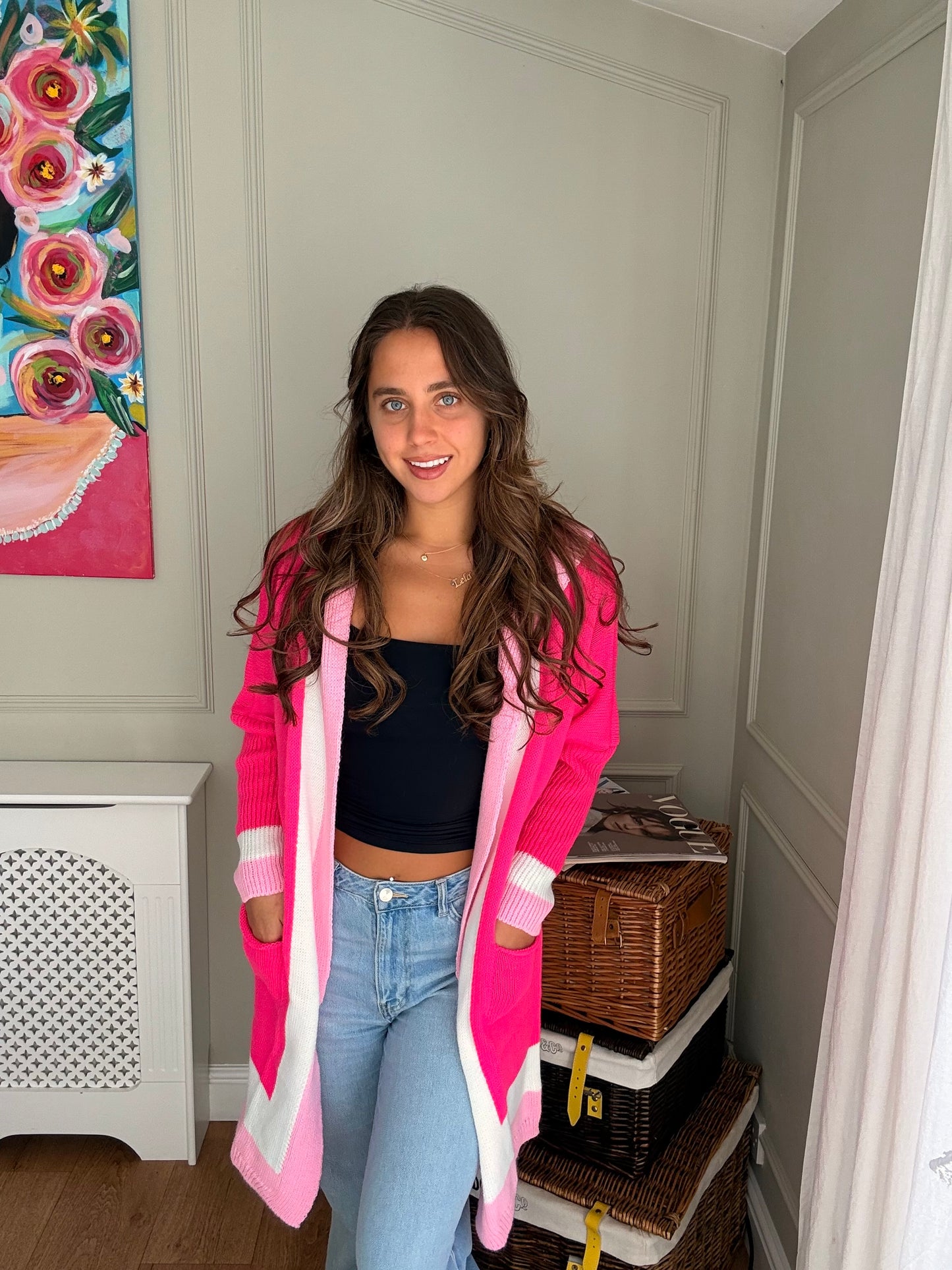 Hot Pink Hooded Cardigan