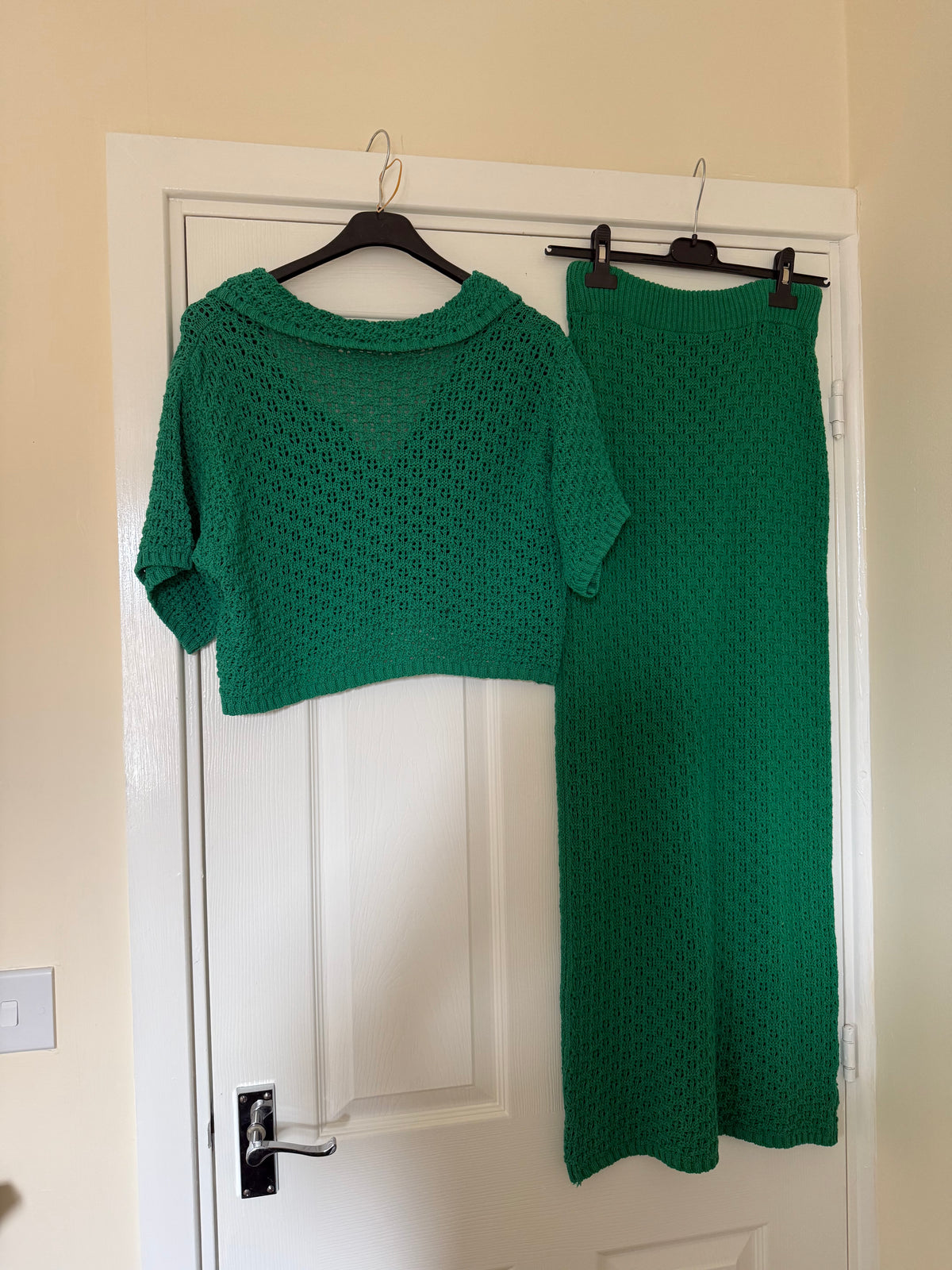 Green Knit Cropped Shirt and Maxi Skirt Beach Co Ord