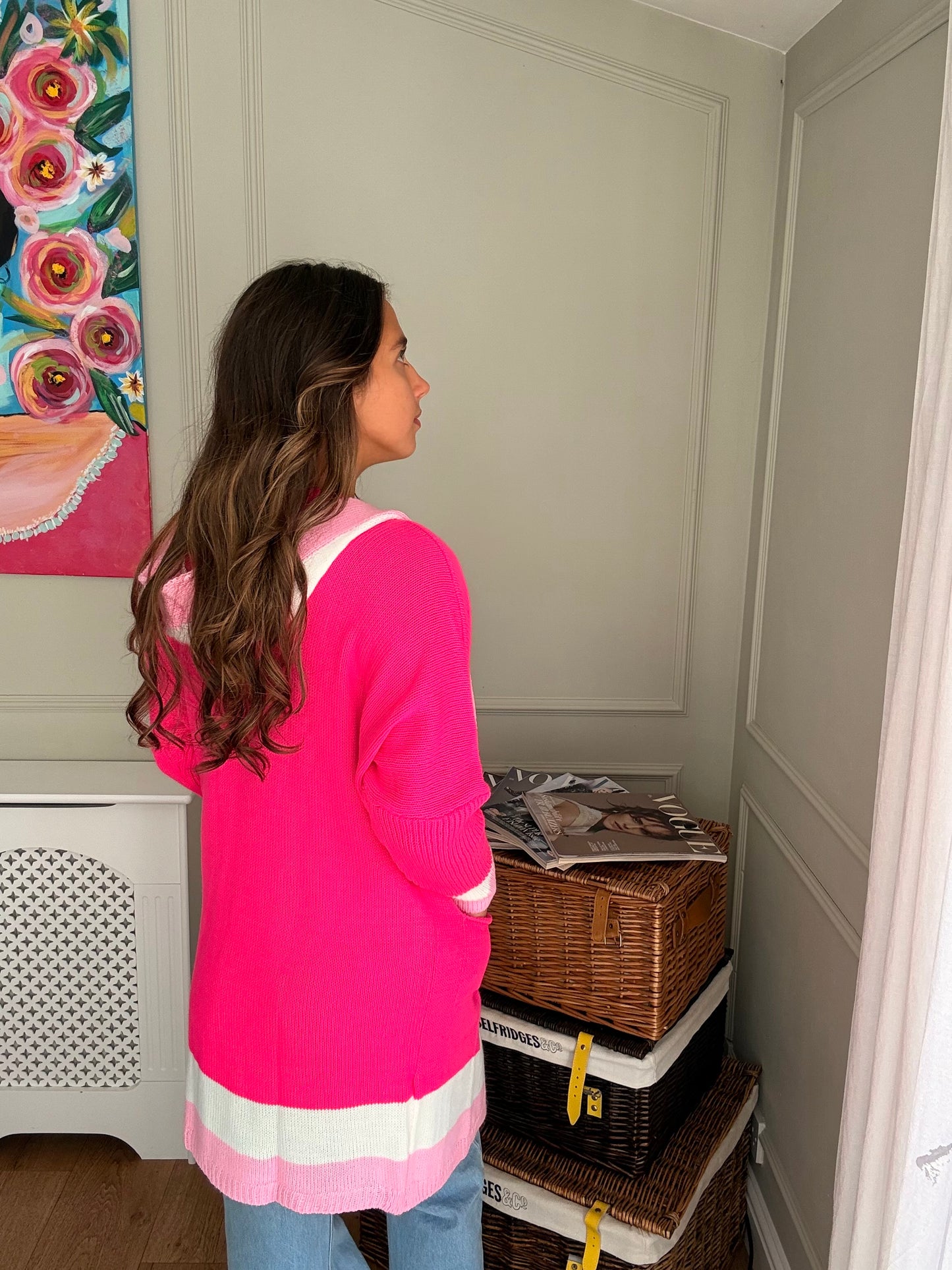 Hot Pink Hooded Cardigan