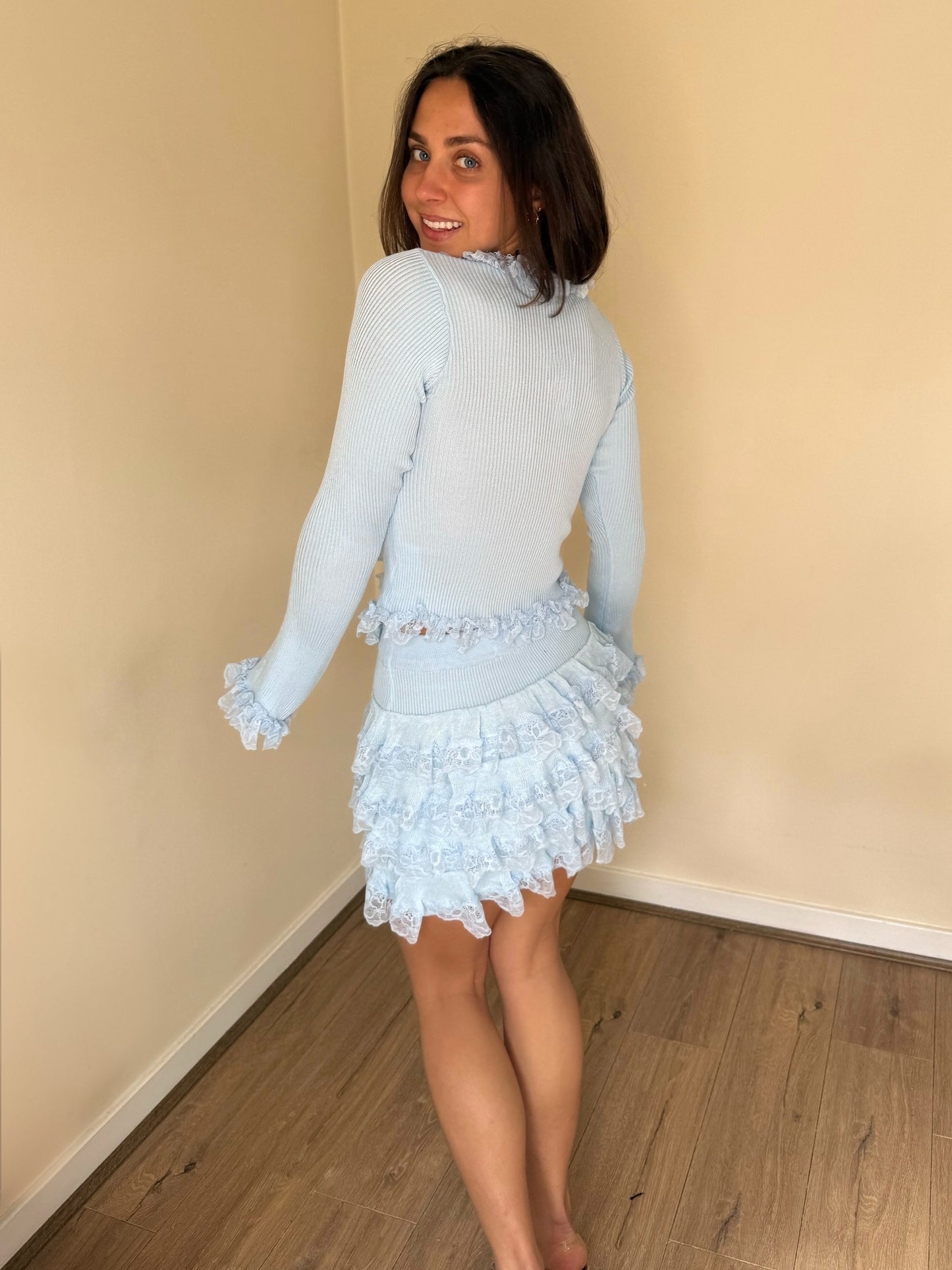 Lace Detail Co-Ord - Baby Blue
