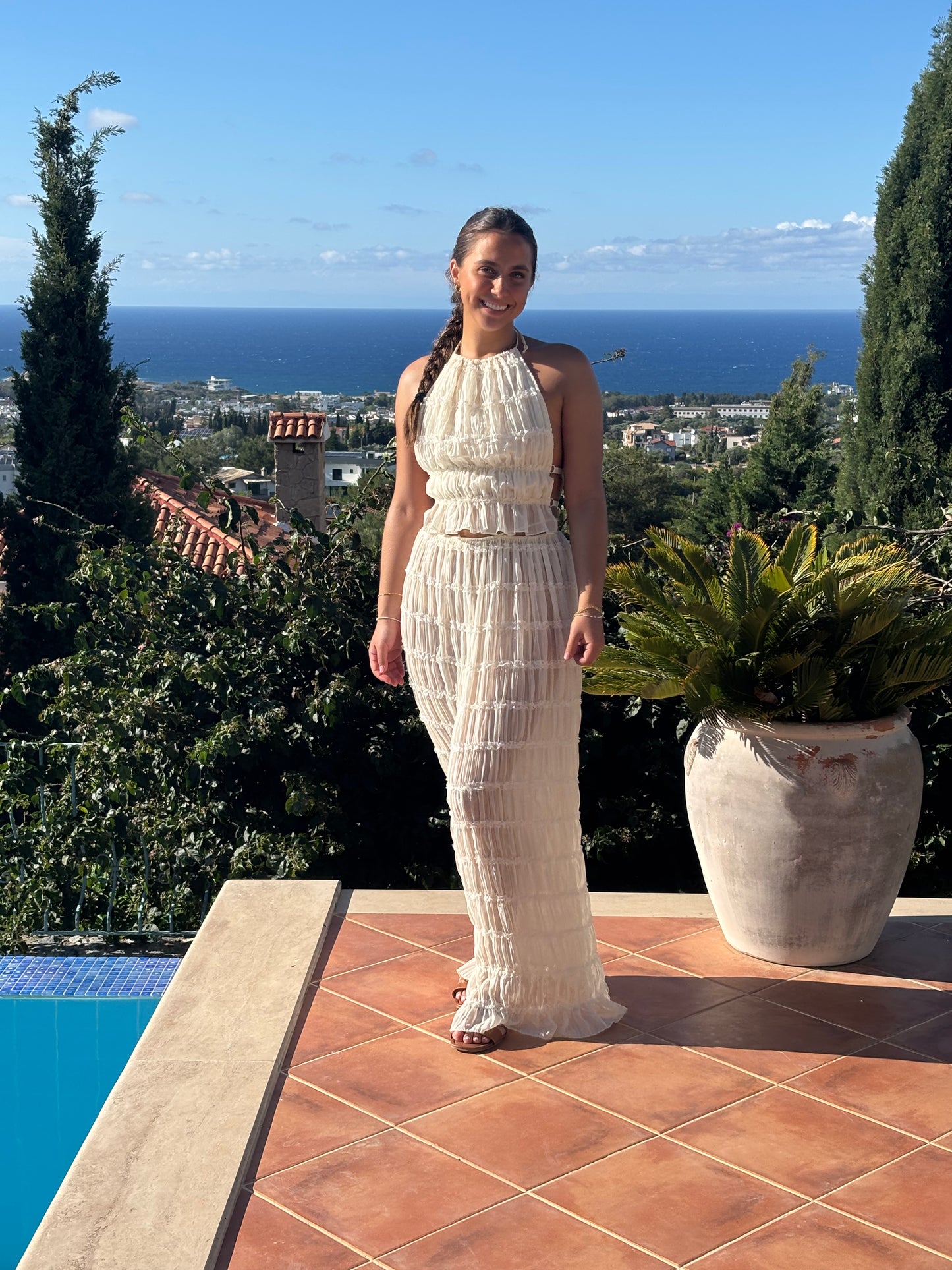 Backless Halterneck Ruffle Co-Ord