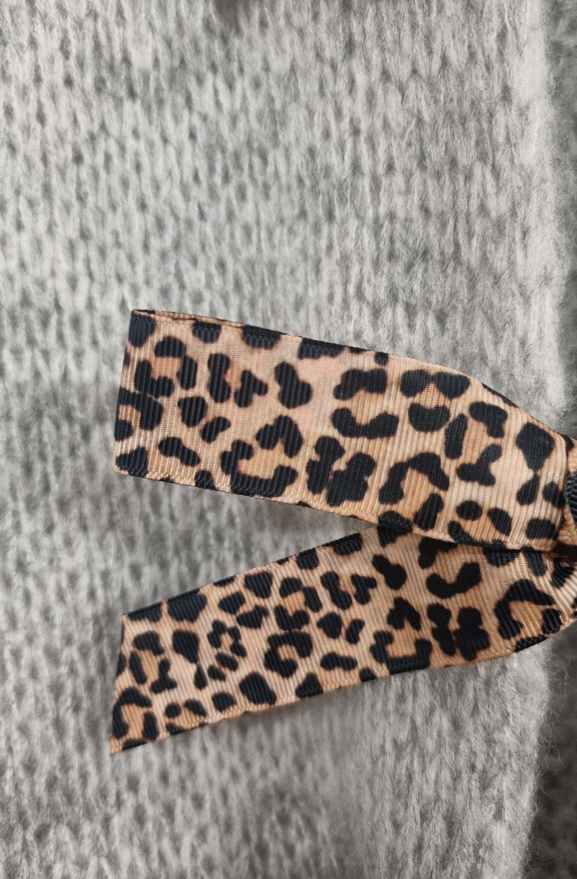 Leopard Print Tie-Up Knitted Jumper