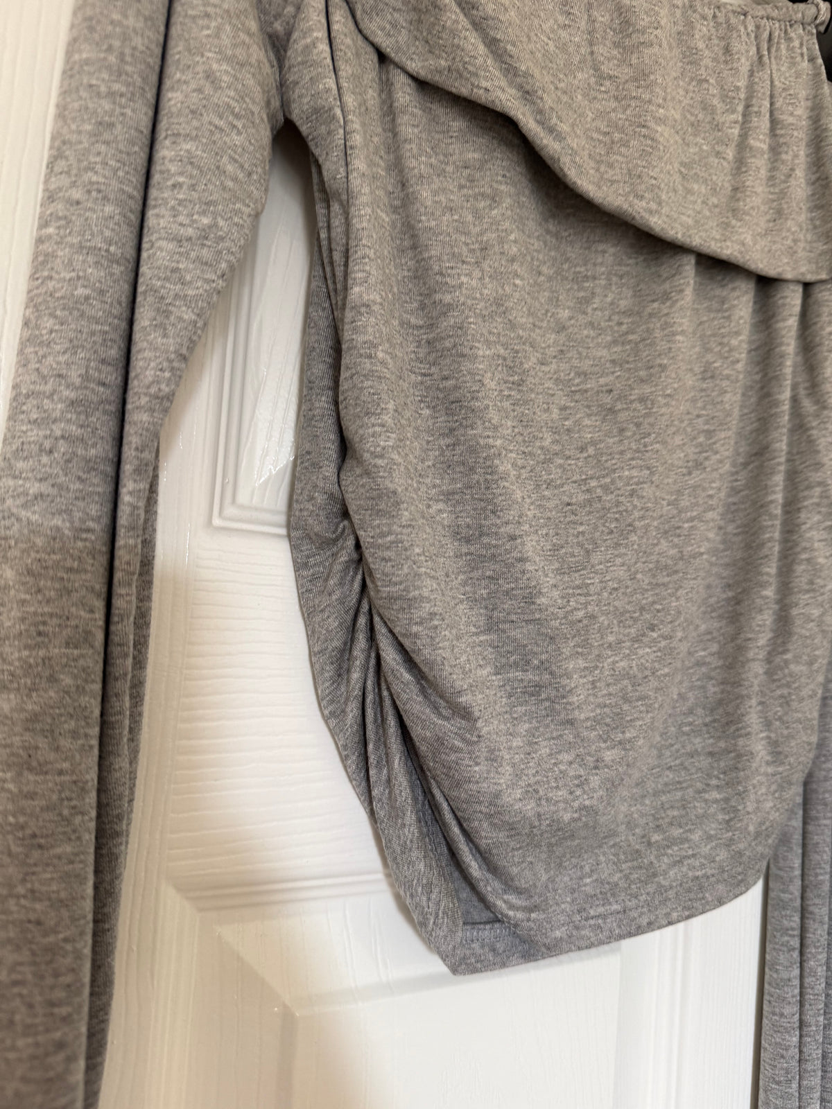 Grey Off the Shoulder Wide Leg Lounge Co Ord