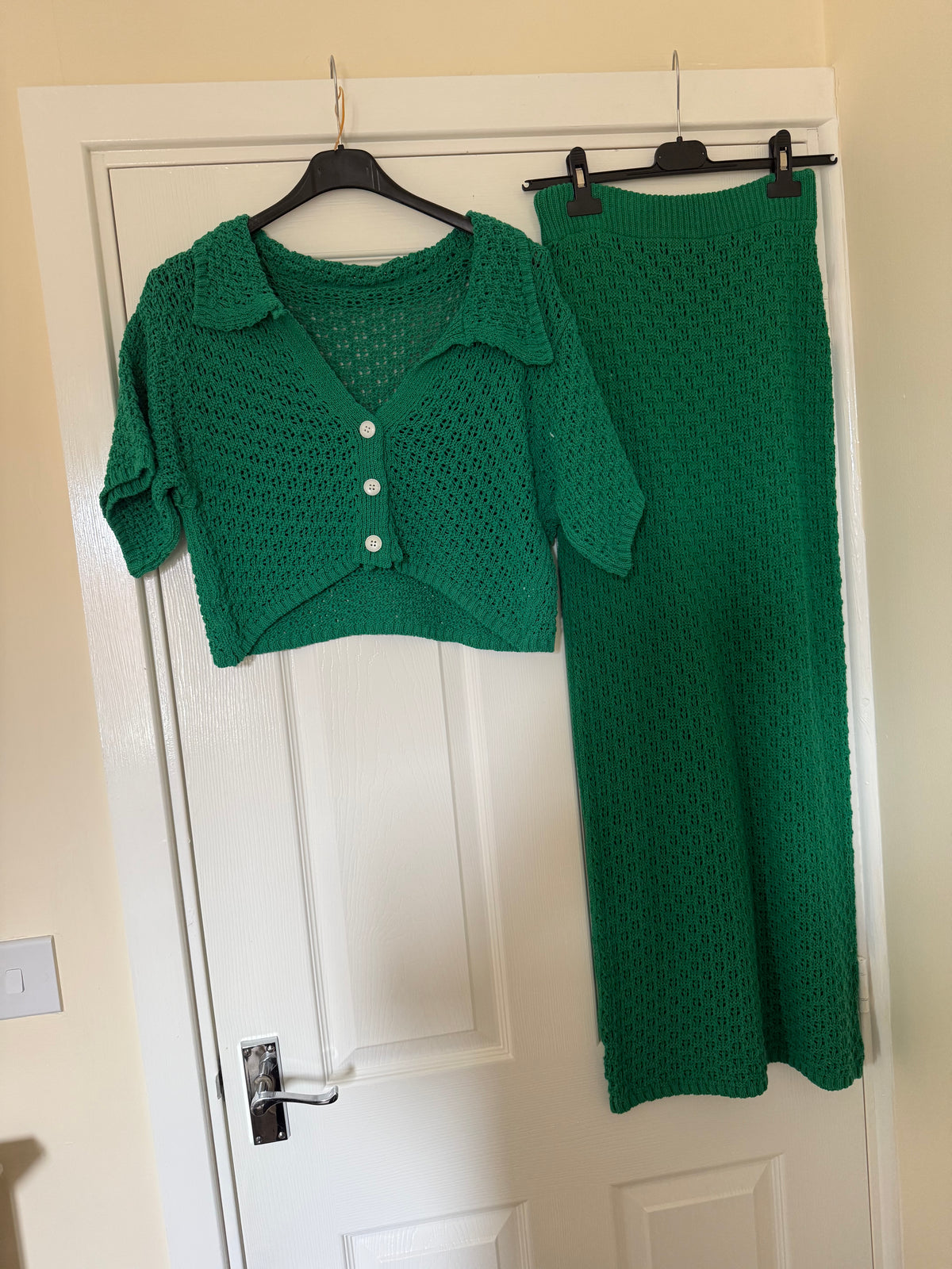 Green Knit Cropped Shirt and Maxi Skirt Beach Co Ord