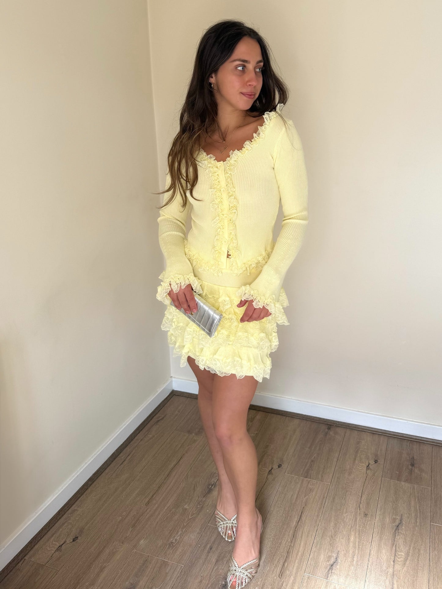 Lace Detail Co-Ord - Lemon