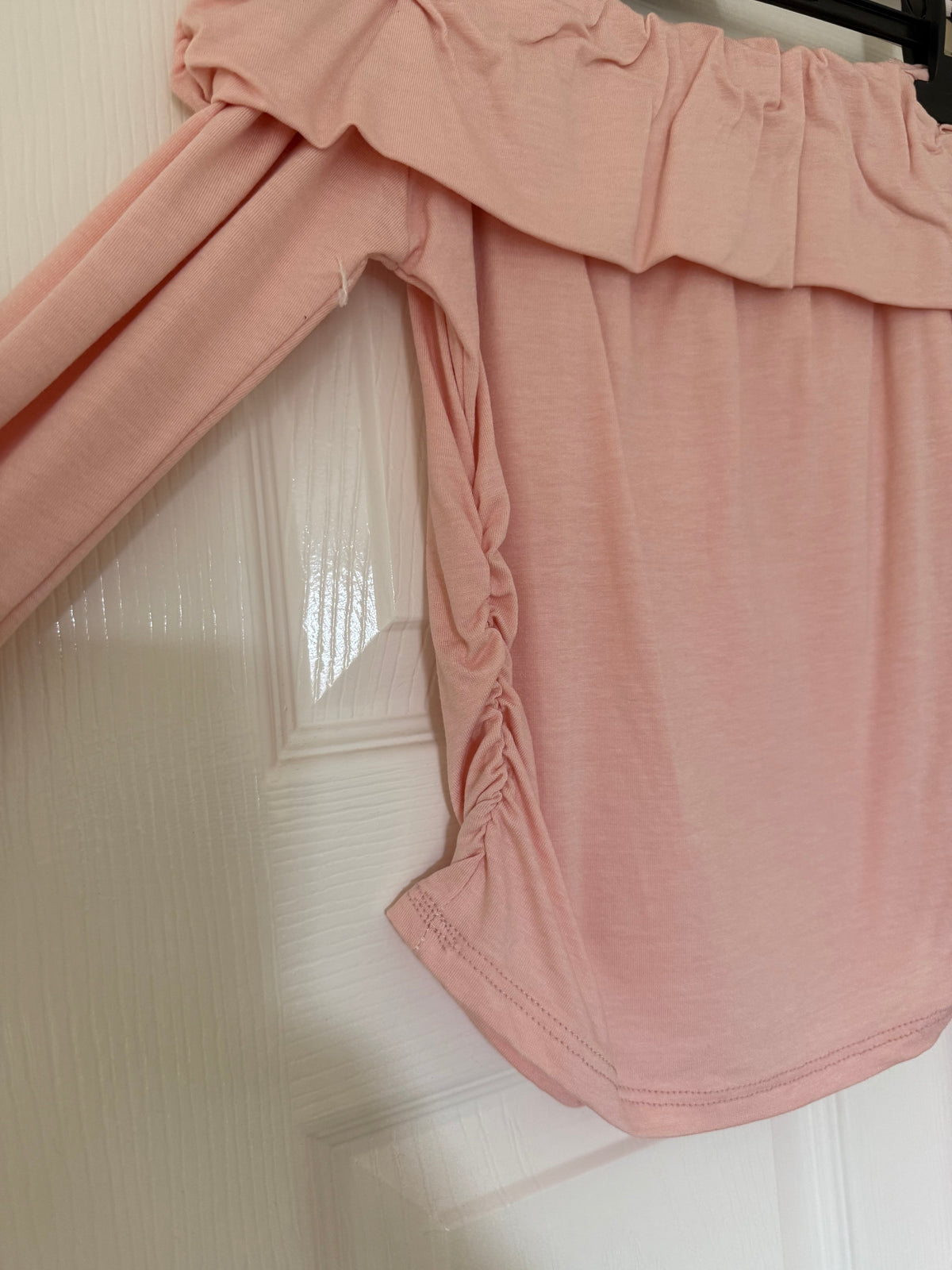 Baby Pink Off the Shoulder Wide Leg Lounge Co Ord