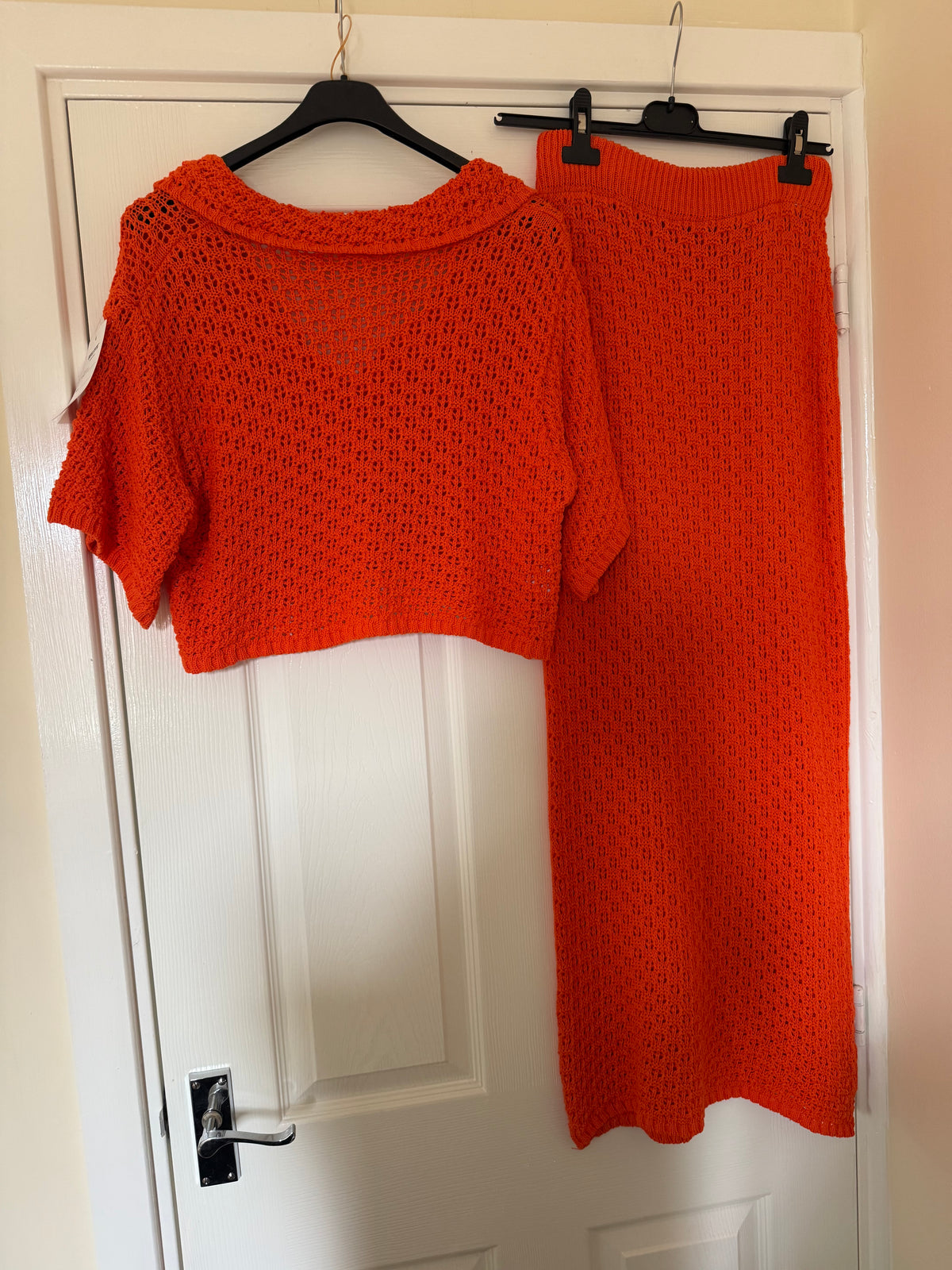 Orange Knit Cropped Shirt and Maxi Skirt Beach Co Ord