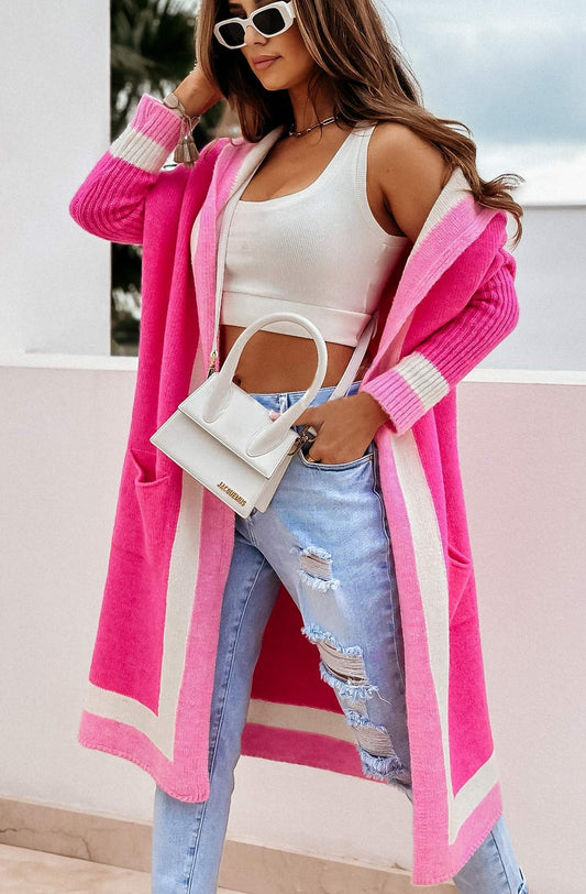 Hot Pink Hooded Cardigan