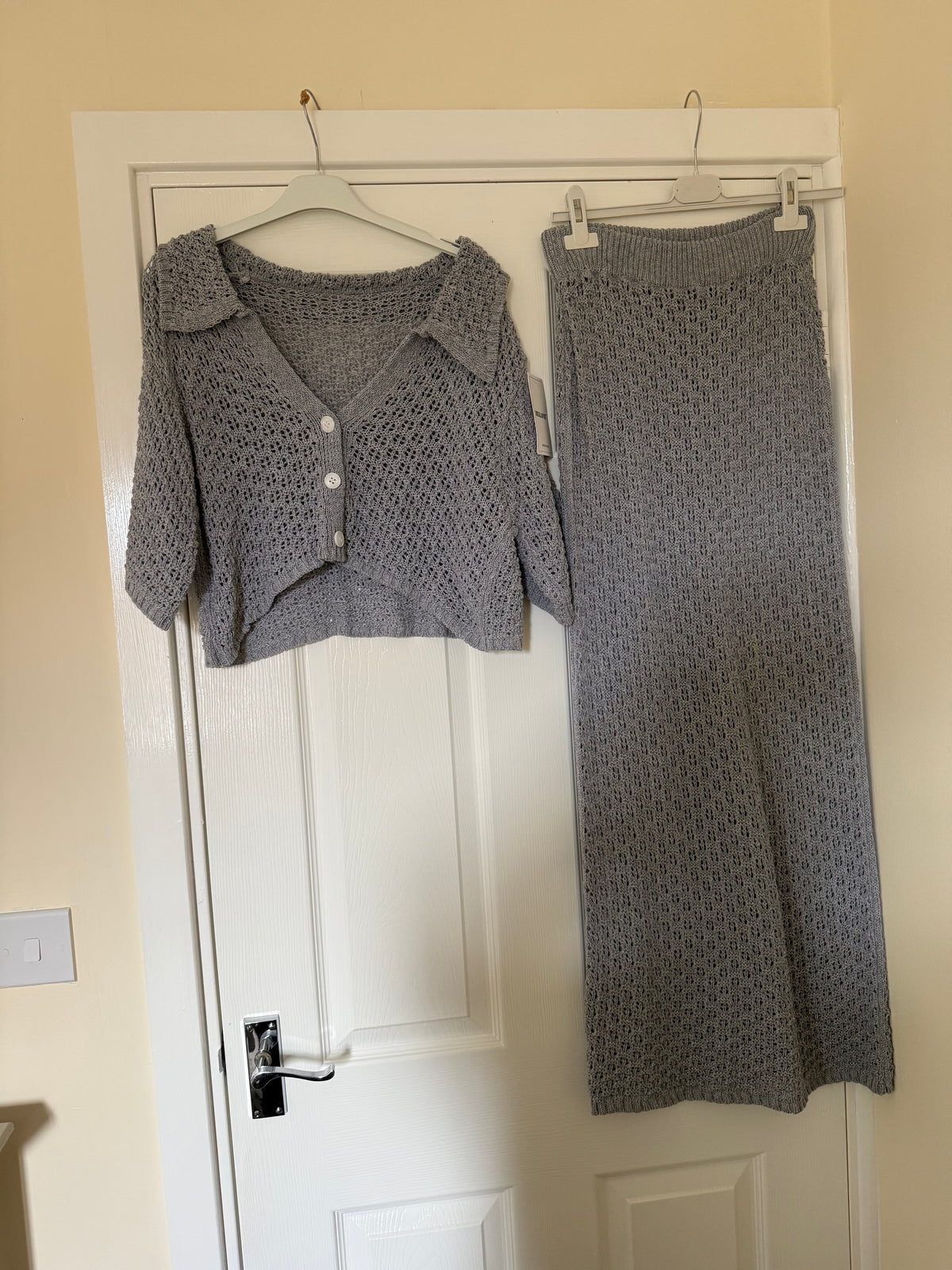 Grey Knit Cropped Shirt and Maxi Skirt Beach Co Ord