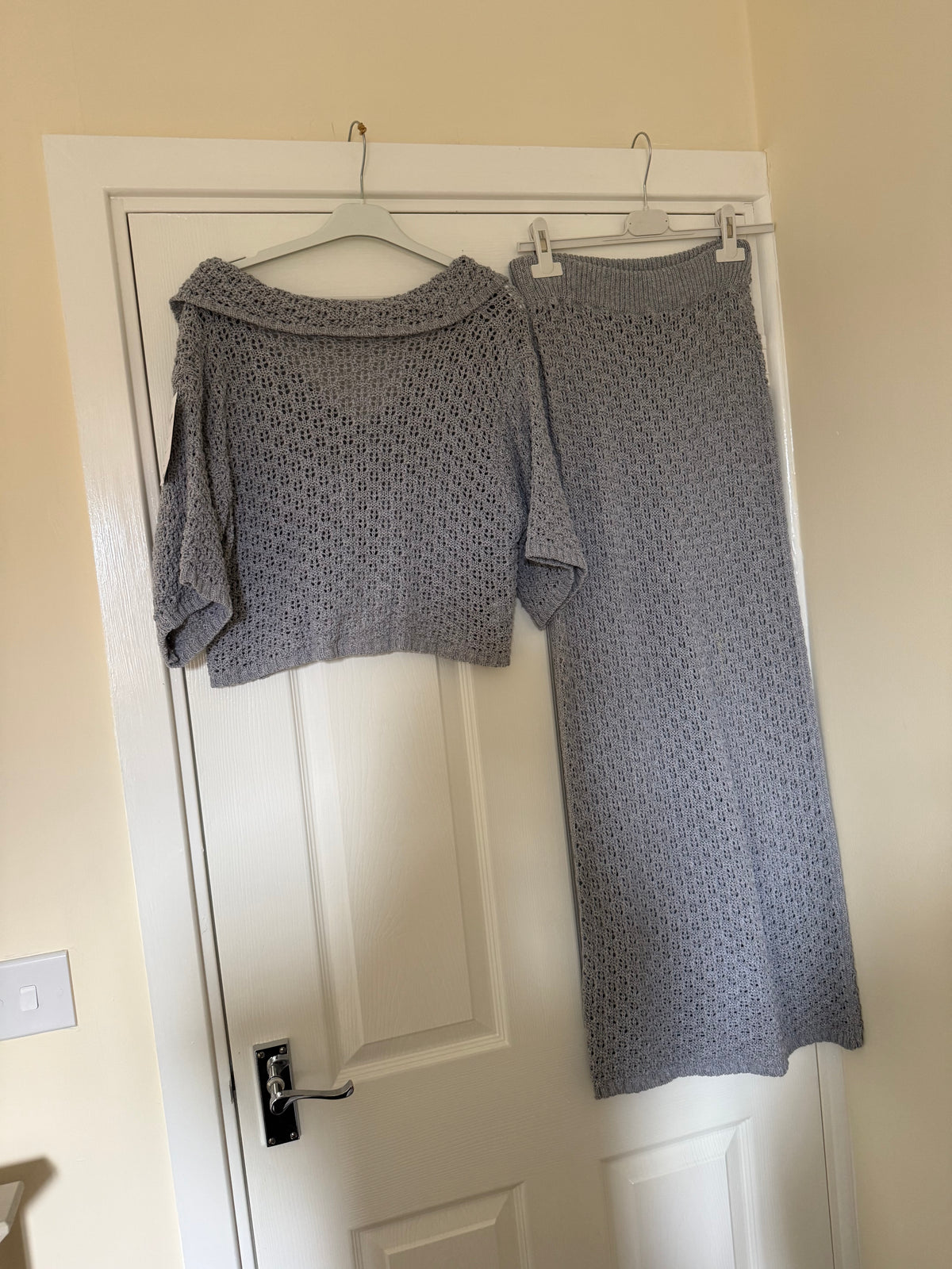 Grey Knit Cropped Shirt and Maxi Skirt Beach Co Ord