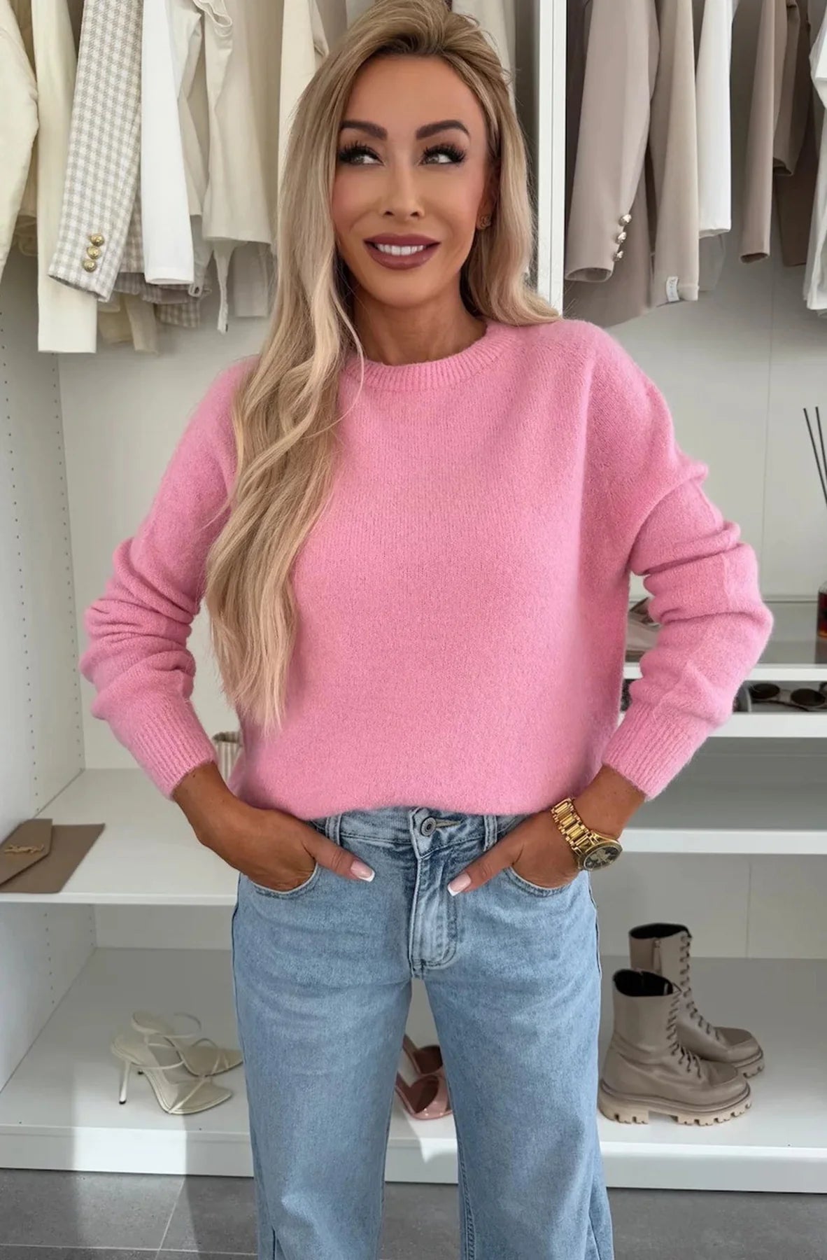 Light Knitted Jumper - Pink