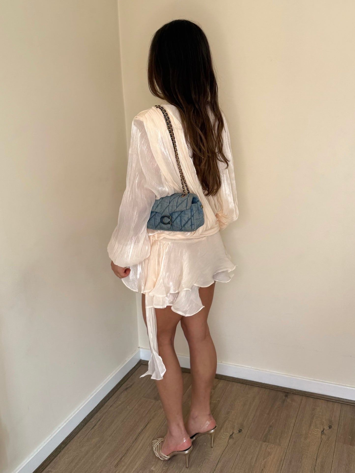 Luxe Silky Mini Ruffle Dress - Champagne