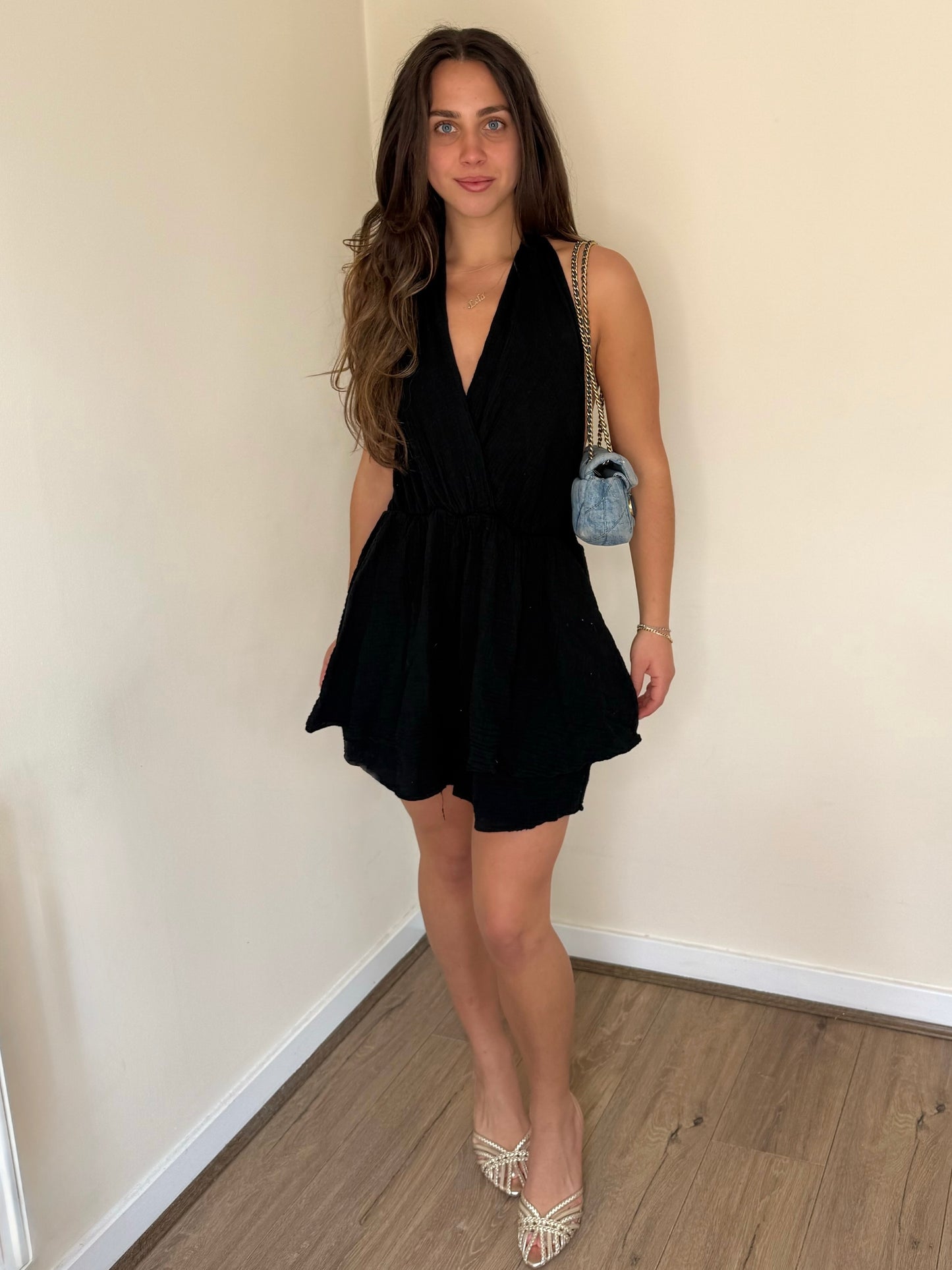 Halterneck Playsuit - Black