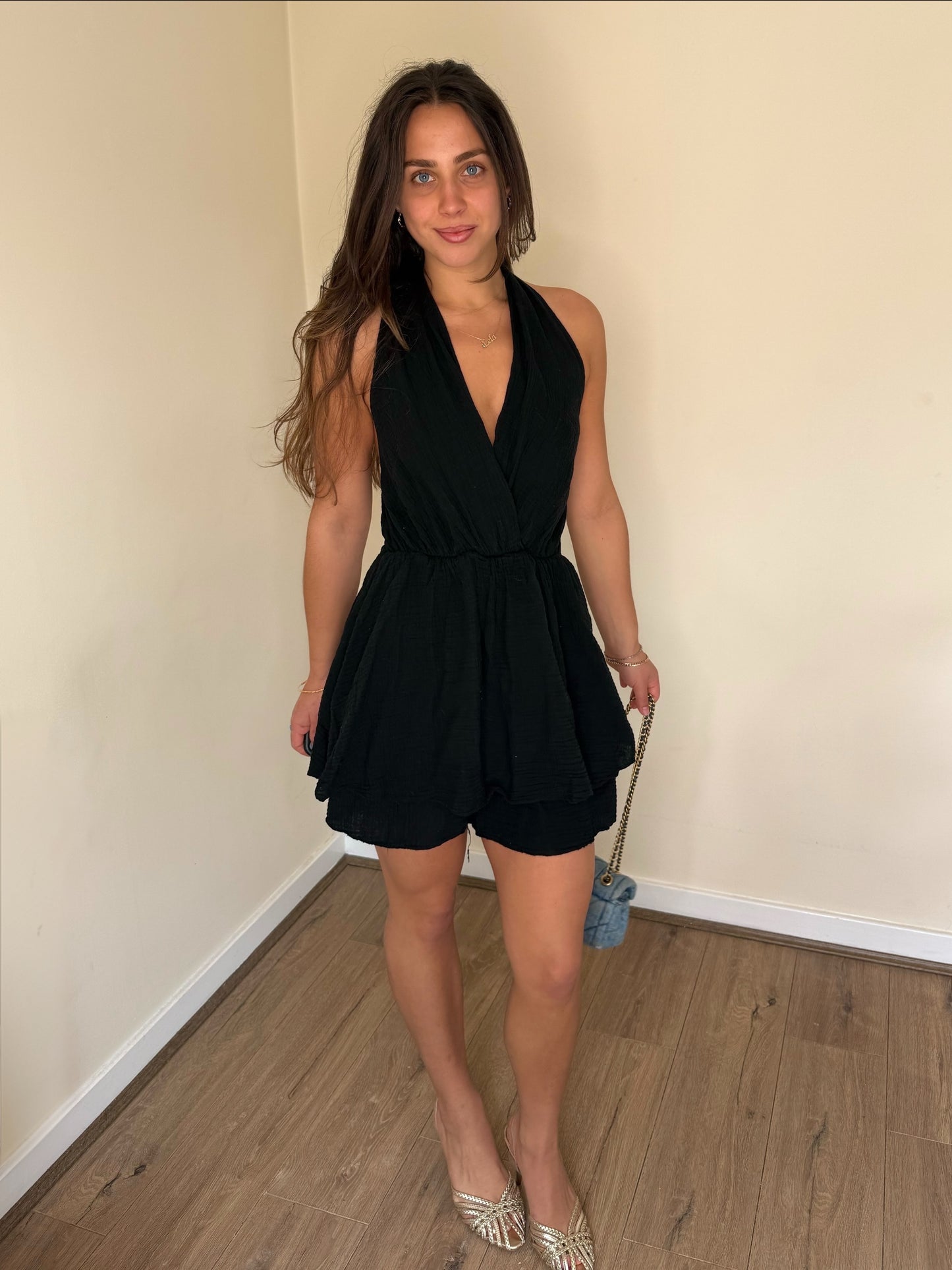 Halterneck Playsuit - Black