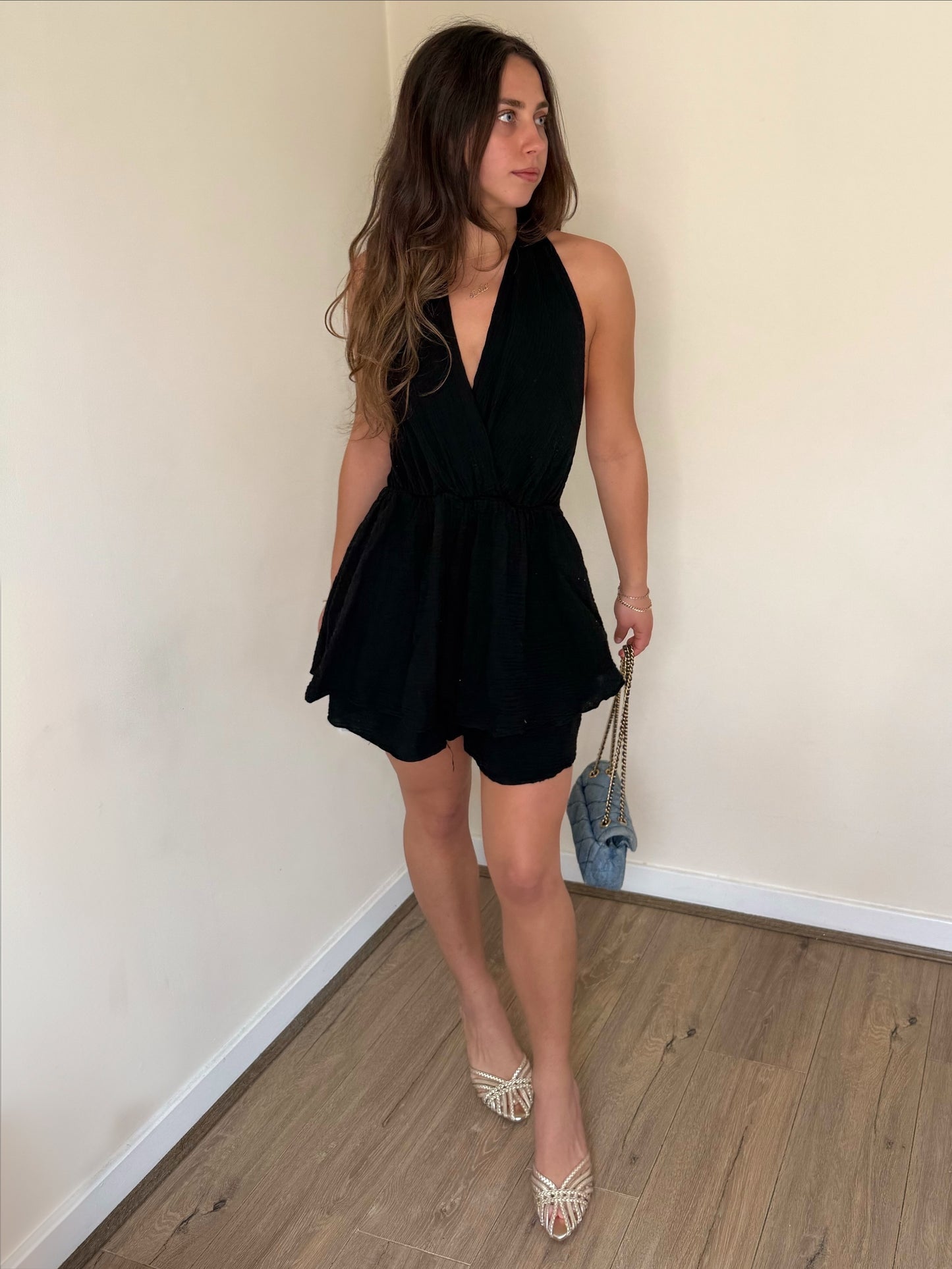Halterneck Playsuit - Black