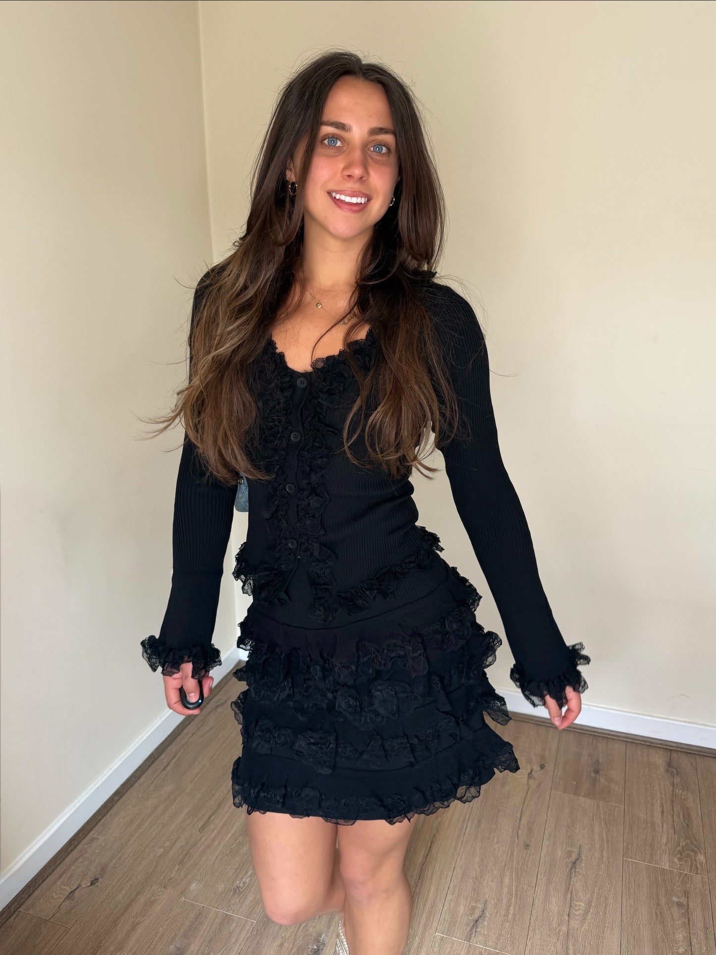 Lace Detail Co-Ord - Black