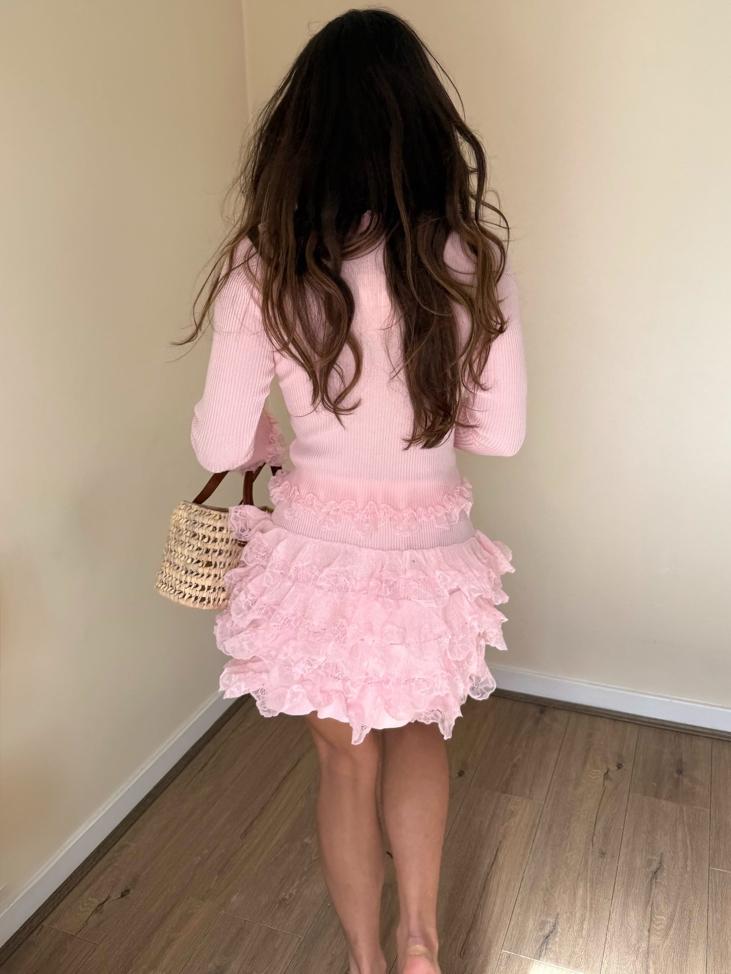 Lace Detail Co-Ord - Baby Pink