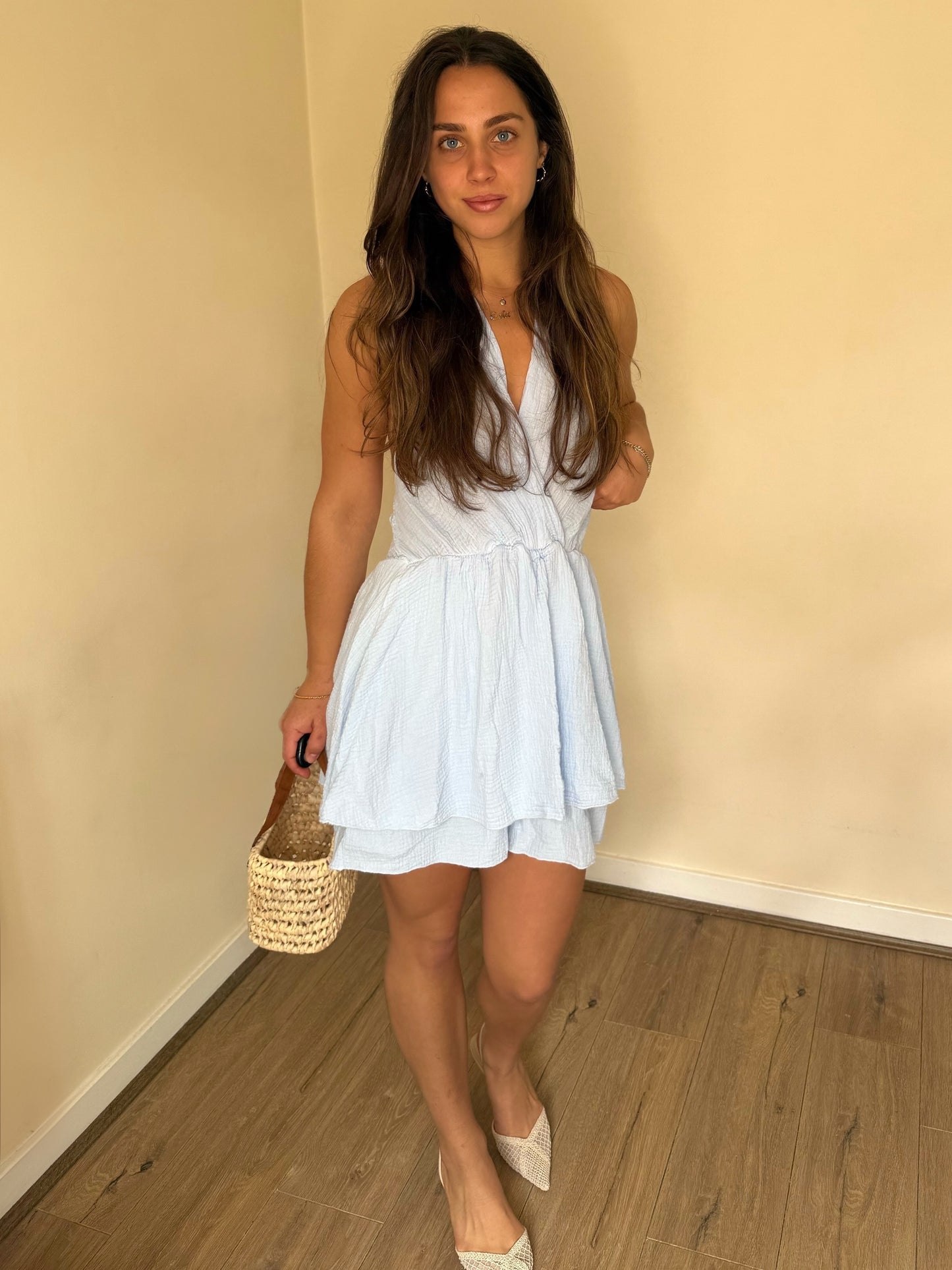 Halterneck Playsuit - Baby Blue