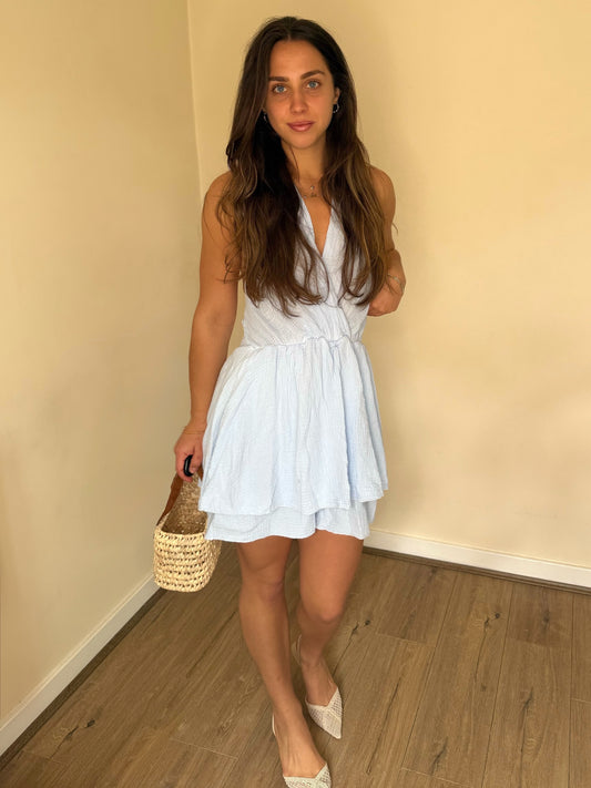 Halterneck Playsuit - Baby Blue