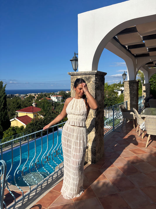 Backless Halterneck Ruffle Co-Ord