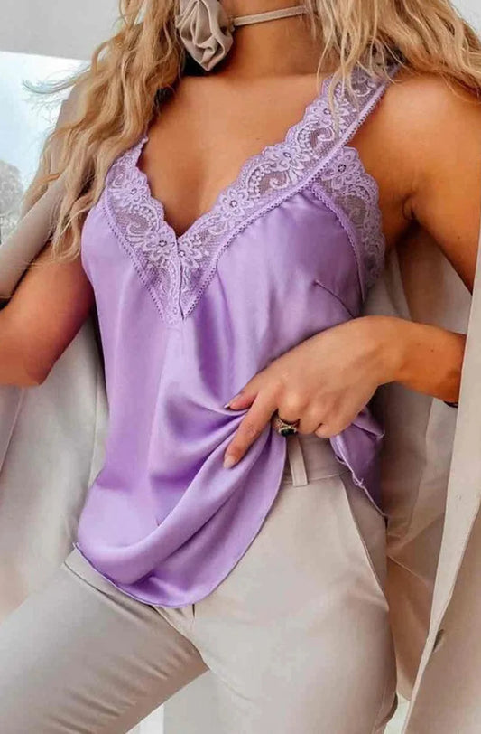 Satin Cami Top - Violet