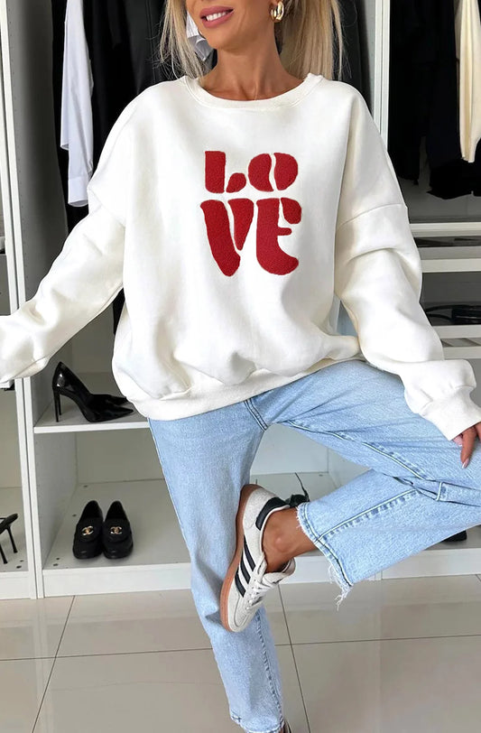 'LOVE' Graphic Printed Sweatshirt - Merlot